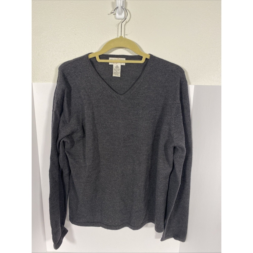 Parisian Signature Wool XL V Neck Sweater Gray‎ Woman's R1